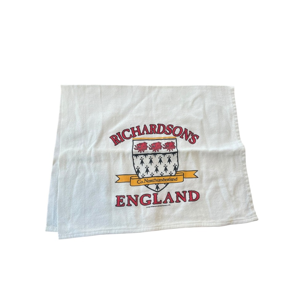 Vintage Richardson's England Tea Towel Linen Northumberland Crest‎ 1992